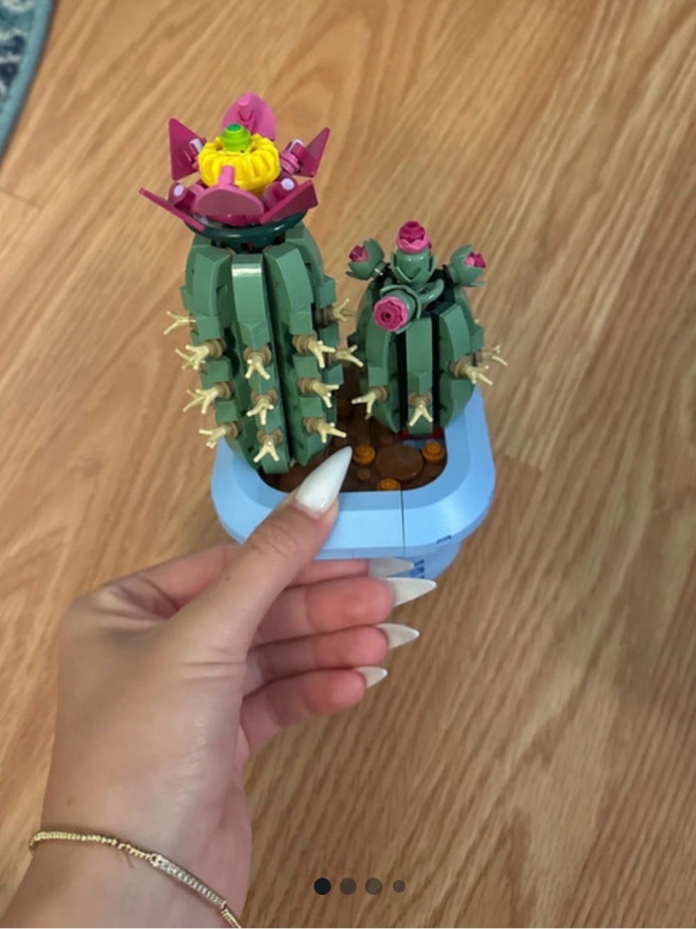 Lego Green and Pink Cactus Building Toy in Blue Planter